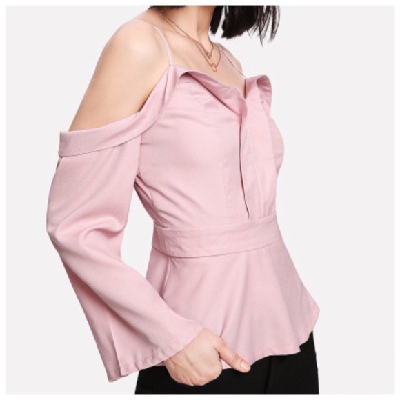 Pink Drop Sleeve Off Shoulder Top - Picture 5 of 6